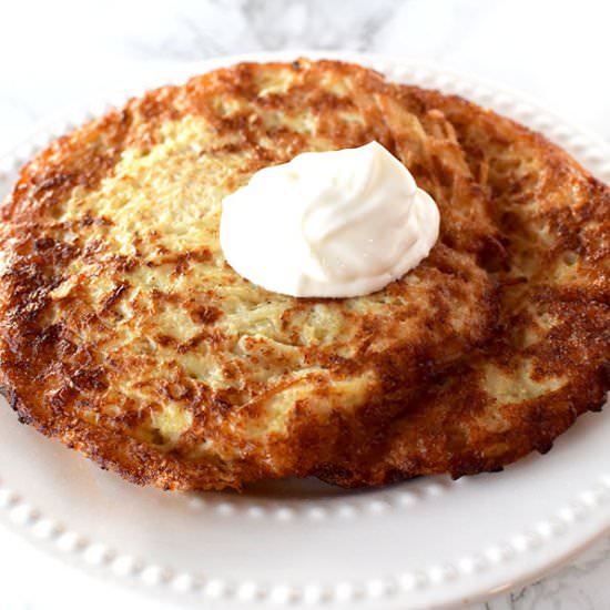 Potato Latkes for Hanukkah - Recipe photo by The Taste of Kosher