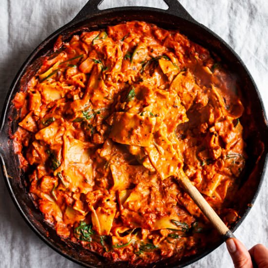 Vegan Skillet Lasagna - Recipe photo by thefullhelping