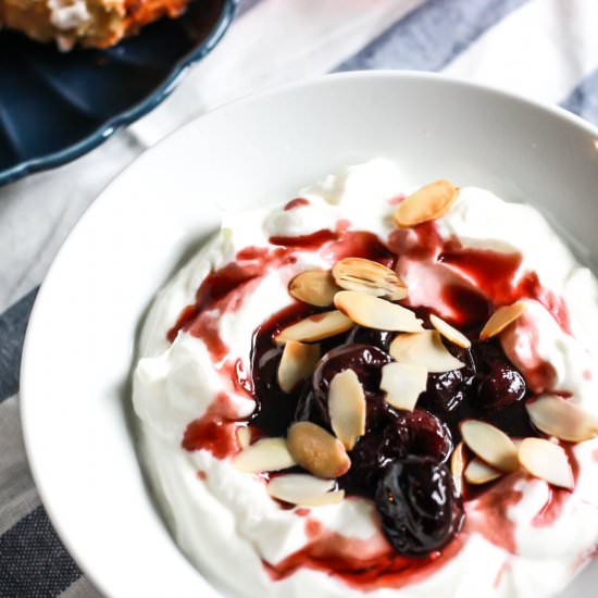 Warm Cherry & Greek Yogurt Parfait - Recipe photo by TheDeliciousSpoon