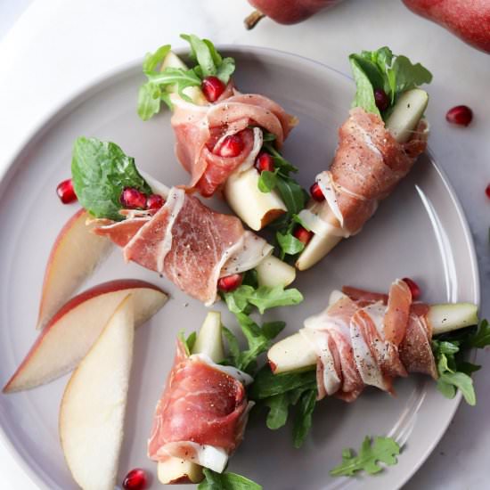 Prosciutto Wrapped Pears (Whole30) - Recipe photo by cookathomemom