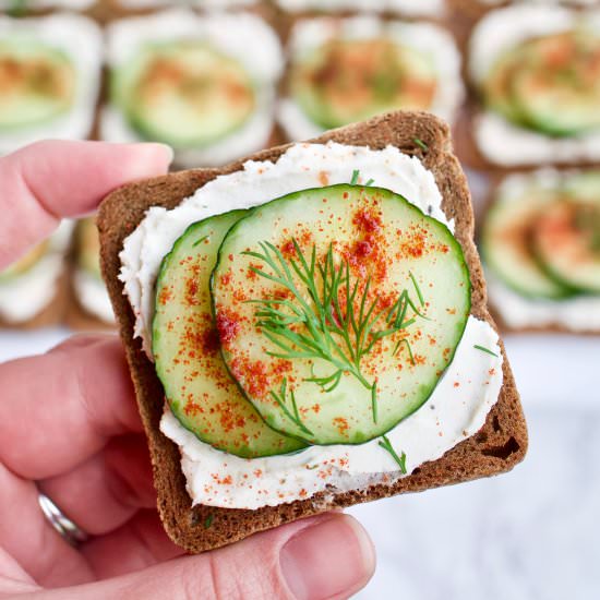 Mini Cucumber Toasts - Recipe photo by yummynoisesblog