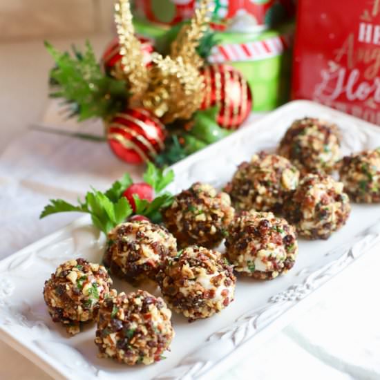 Cranberry Pecan Goat Cheese Balls - Recipe photo by Grits and Pinecones