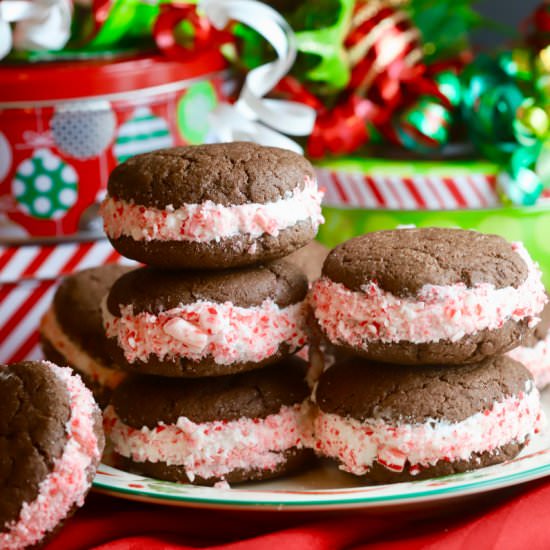 Chocolate Peppermint Whoopie Pies - Recipe photo by Grits and Pinecones