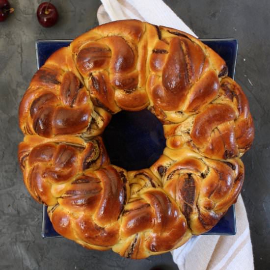 Chocolate Brioche Bread Wreath - Recipe photo by thefoodiejourney