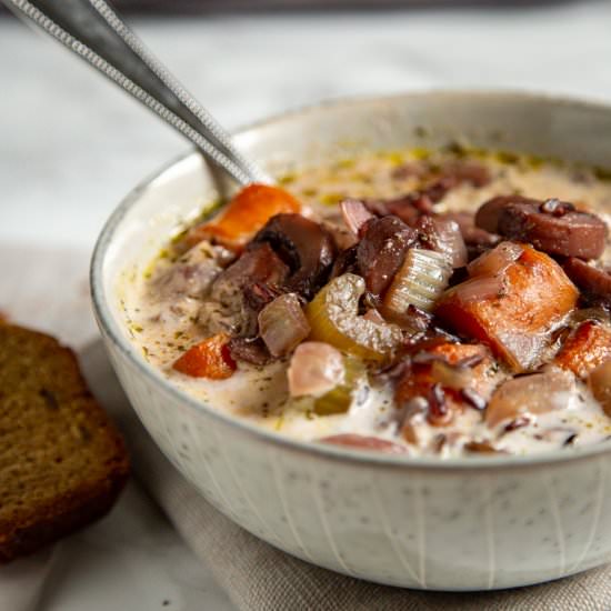 Instant Pot Mushroom Wild Rice Soup - Recipe photo by cardamomandcoconut