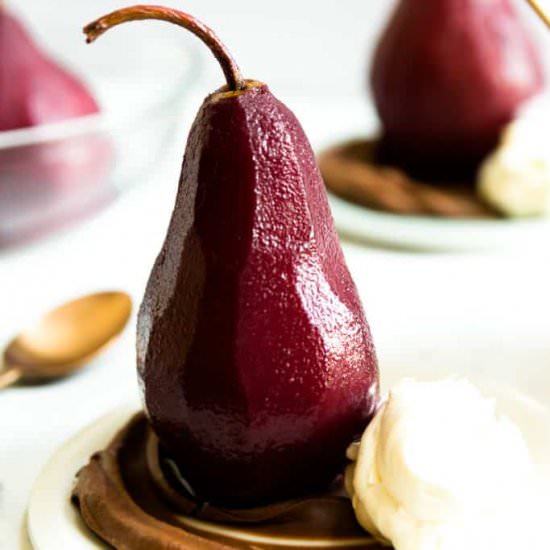Mulled Wine Poached Pears - Recipe photo by foodandtable