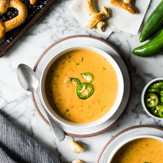 Jalapeno Beer Cheese Soup - Recipe photo by isabeleats