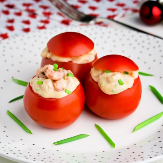 Prawn stuffed tomatoes - Recipe photo by Culinaire bagage