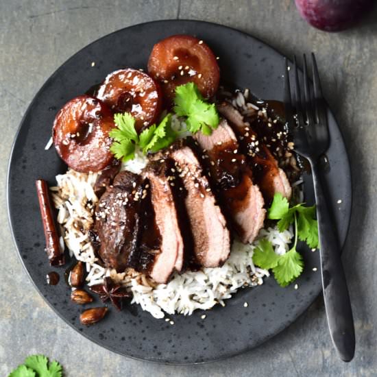 Slow-roasted duck breast with plum - Recipe photo by everyday-delicious.com