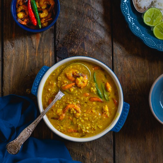 Chingri diye Kolai Dal - Recipe photo by Experiences Of A Gastronomad