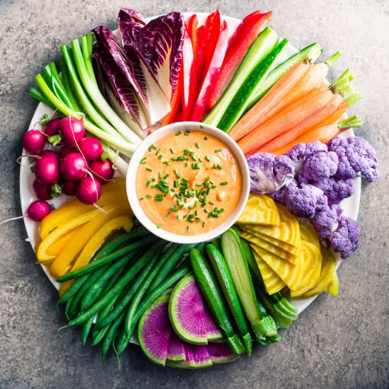 Rainbow Crudités with Fire Feta - Recipe photo by theviewfromgreatisland
