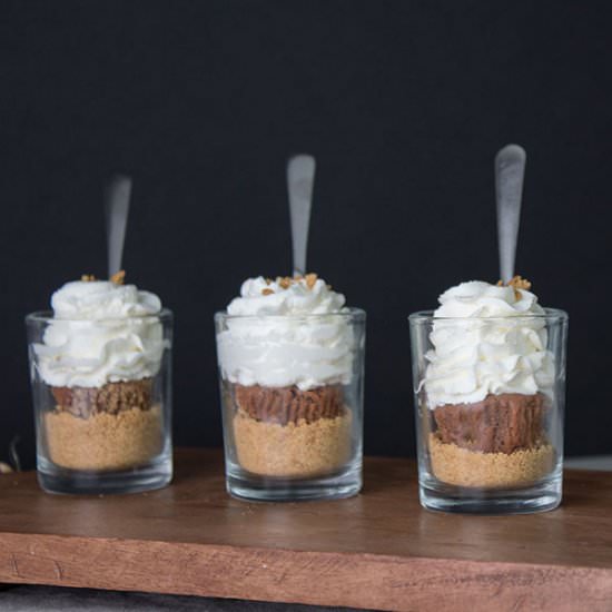 Chocolate Cheesecake Shooters - Recipe photo by The Honeycomb Home