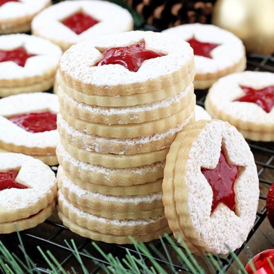 Raspberry Almond Linzer Cookies - Recipe photo by thefarmgirlblog.com