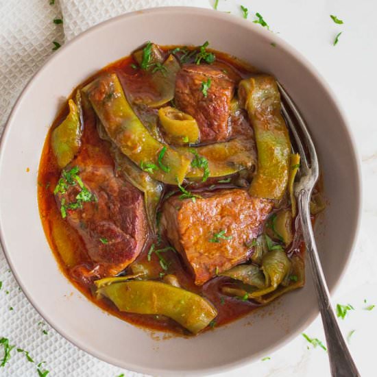 Beef Stew With Green Beans - Recipe photo by RealGreekRecipes
