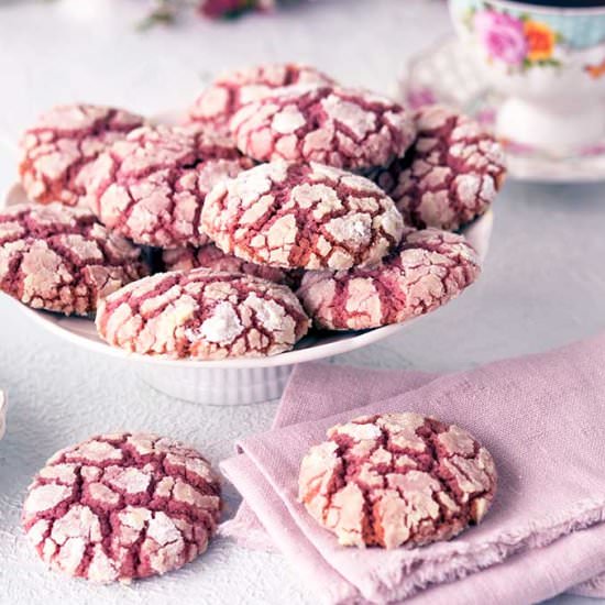 Ruby Chocolate Crackle Cookies - Recipe photo by Belly Rumbles
