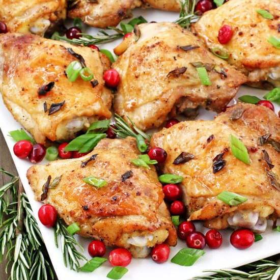 Rosemary Cranberry Baked Chicken Thighs - Recipe photo by valyastasteofhome.com