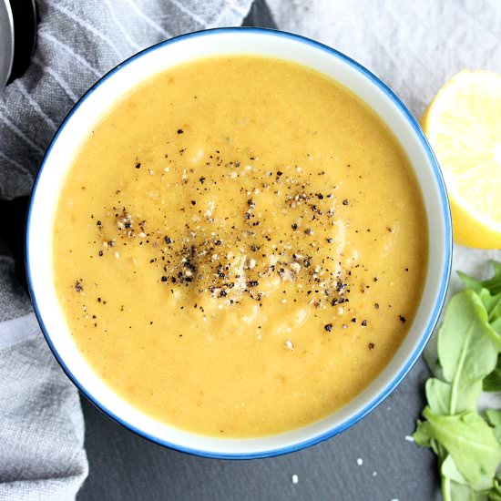 Cauliflower Lentil Lemon Soup - Recipe photo by Monday Sunday Kitchen