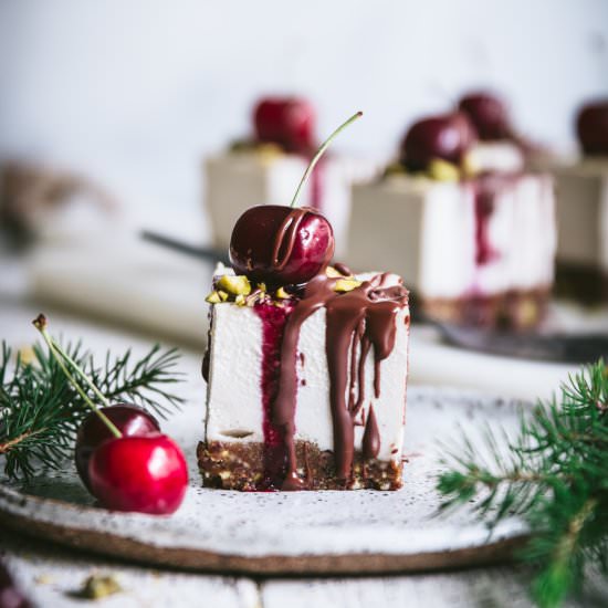 Cranberry Pistachio Raw Cheesecake - Recipe photo by sarahbellnutrition