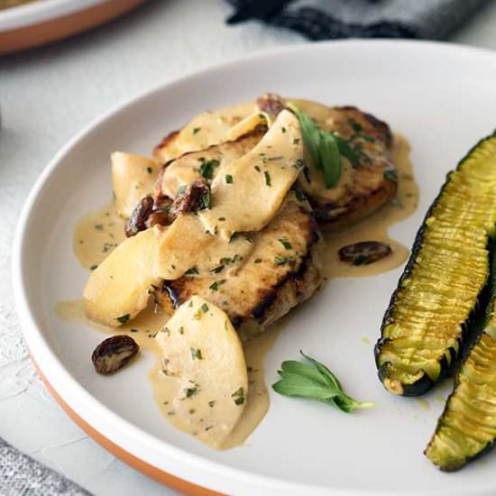 Pork Apples Sultanas & Cream - Recipe photo by Belly Rumbles