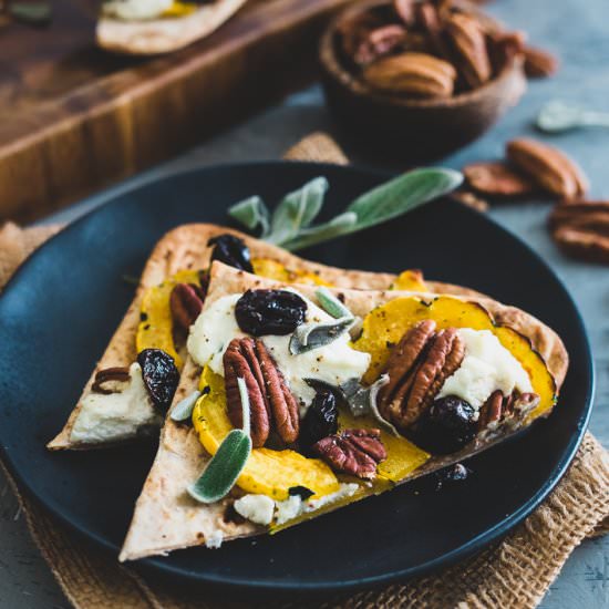 Delicata Squash Flatbread - Recipe photo by Running to the Kitchen