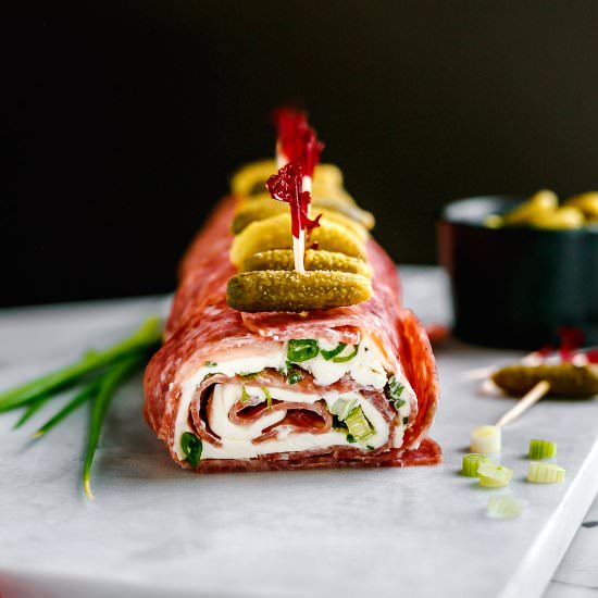 Salami Cream Cheese Roll Ups - Recipe photo by MunchkinTime