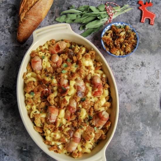 Pigs in Blankets Macaroni Cheese - Recipe photo by SweetSavouryBlog