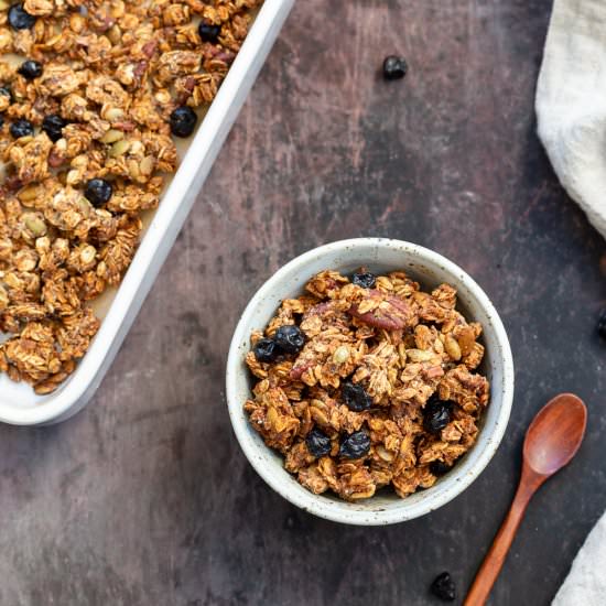 Vegan Date Caramel Maple Granola - Recipe photo by richa