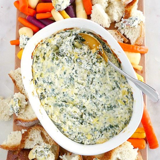 Lighter Spinach Artichoke Dip - Recipe photo by its_a_vegworld_afterall