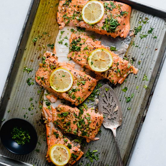 Lemon Garlic Butter Steelhead - Recipe photo by lifeasastrawberry