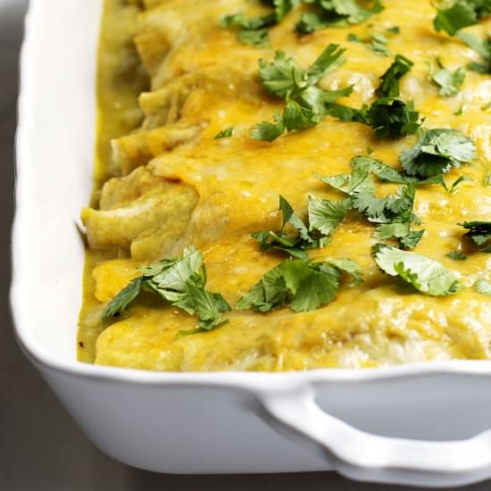 Green Chile Chicken Enchiladas - Recipe photo by PinchandSwirl
