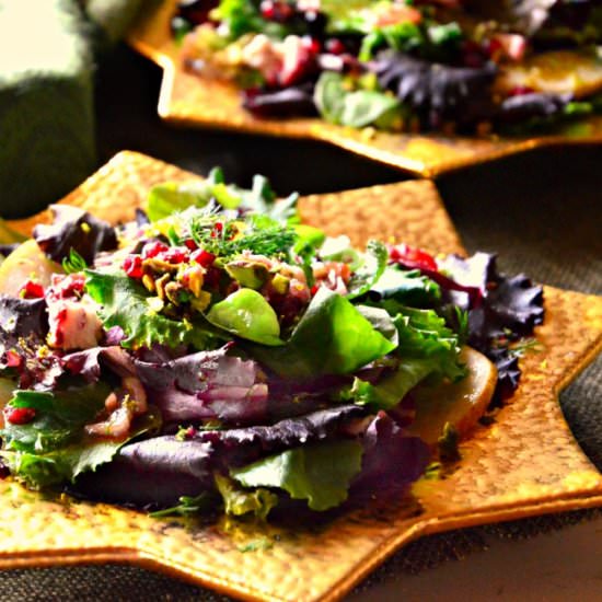 Mixed Greens with Pomegranate - Recipe photo by thisishowicook