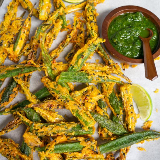 Crispy Fried Okra (Kurkuri Bhindi) - Recipe photo by pipingpotcurry