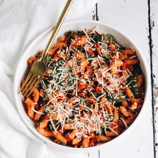 Roasted Garlic Tomato Pasta - Recipe photo by DineLikeShay