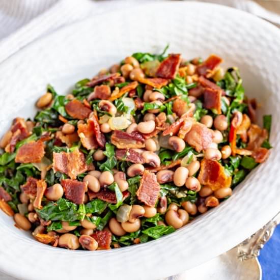 Collard greens and beans with bacon - Recipe photo by Family Food on the Table