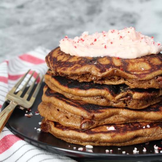 Peppermint Mocha Cheesecake Pancake - Recipe photo by zestandsimmer