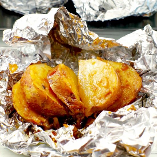3 Ingredient Onion Baked Potatoes - Recipe photo by Food Meanderings