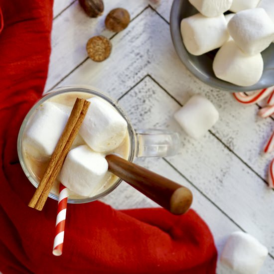 Pumpkin Spiced White Hot Chocolate - Recipe photo by simmerandsauce