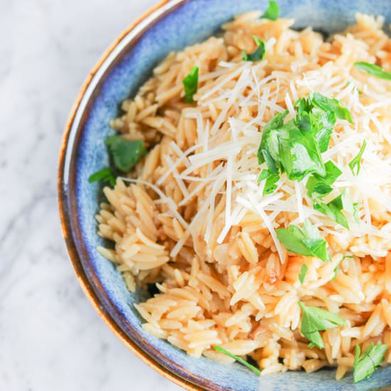 Easy Cheesy Orzo - Recipe photo by NOMasteKitchen