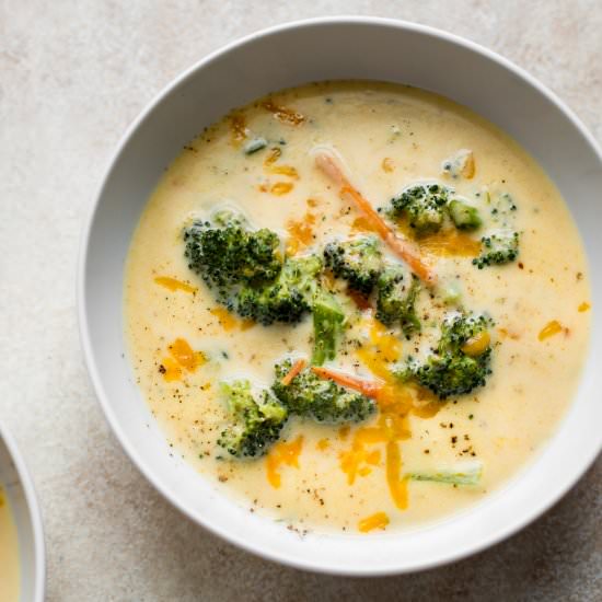 Easy Broccoli Cheddar Soup - Recipe photo by saltandlavender