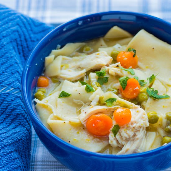 Instant Pot Chicken Pot Pie Soup - Recipe photo by No Plate Like Home