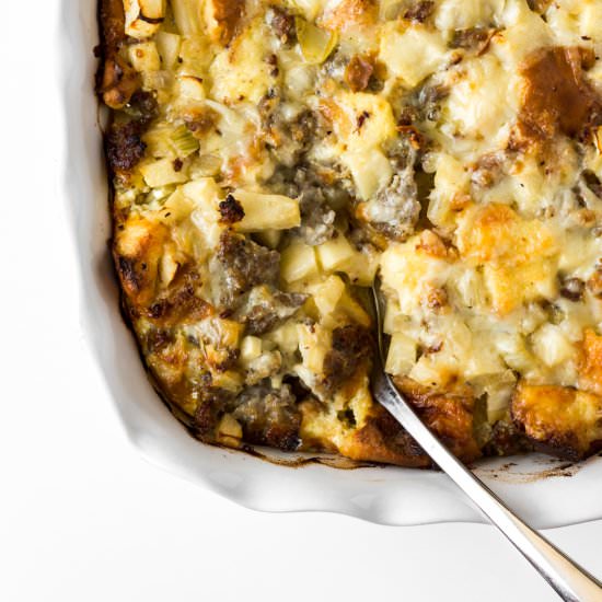 make ahead breakfast brioche strata - Recipe photo by withspice