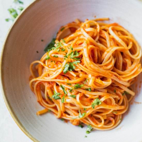 Creamy Roasted Red Pepper Pasta - Recipe photo by feelgoodfoodie1
