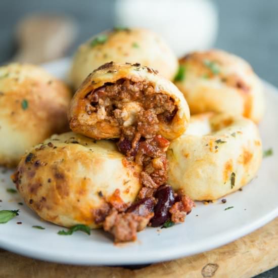 Chilli Stuffed Garlic Dough Balls - Recipe photo by dontgobaconmyheart