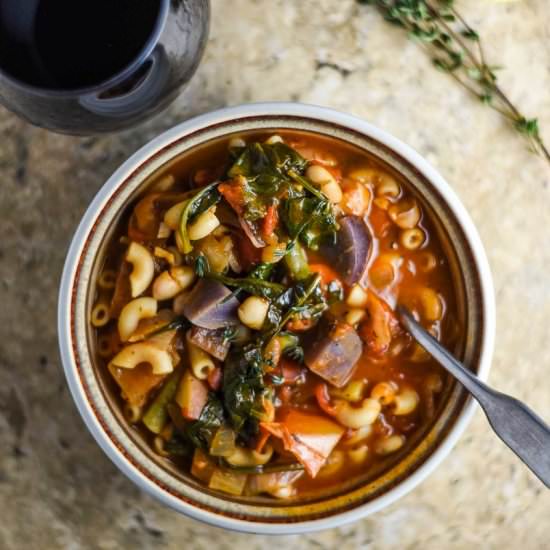 Hearty Vegan Minestrone Soup - Recipe photo by plantandvine