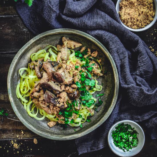 chicken tetrazzini with rutabaga - Recipe photo by calm eats