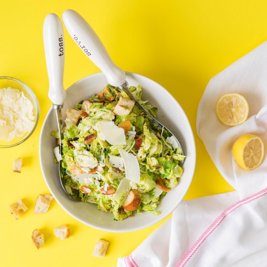 Warm Brussels Sprouts Caesar Salad - Recipe photo by aducksoven