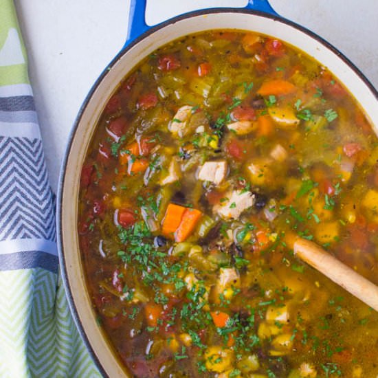 Southwestern Chicken Quinoa Soup - Recipe photo by garlic and zest