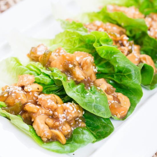 Cashew Chicken Lettuce Wraps - Recipe photo by Devour Dinner