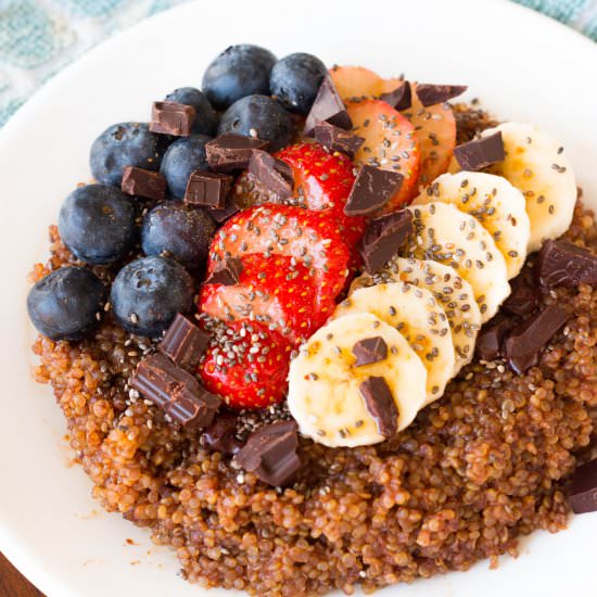 Vegan Dark Chocolate Quinoa Bowl - Recipe photo by paigeflamm