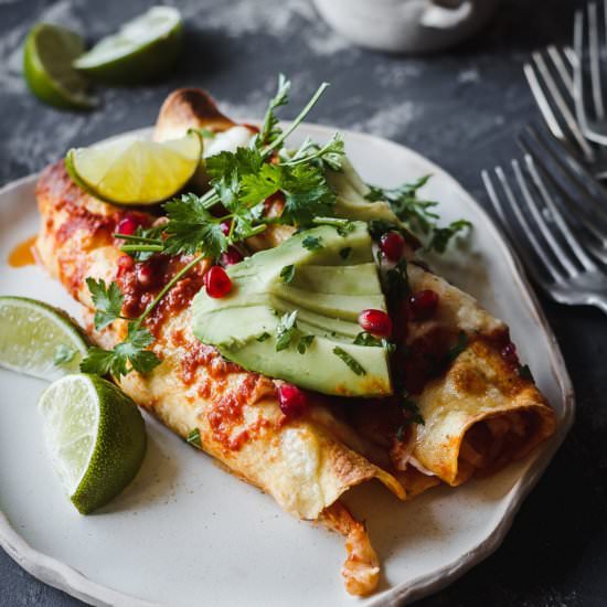 Shredded Chicken Enchiladas - Recipe photo by Use Your Noodles